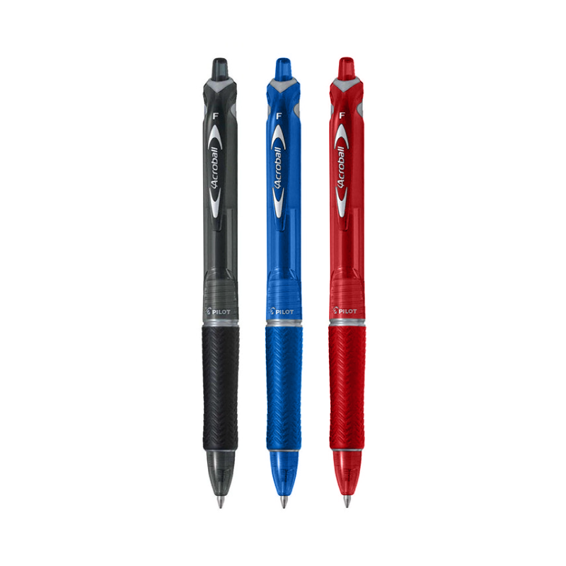 Pilot Acroball Ballpoint Pen with a Fine 0.7mm Point in Various Colors: Red, Blue, and Black