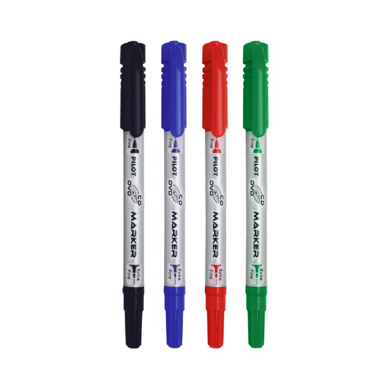 Pilot CD/DVD Twin Marker with an Extra Fine and Fine Point in Various Colors: Black, Blue, Red and Green