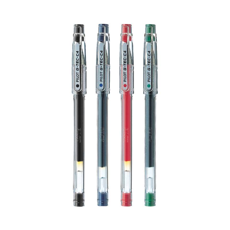 Pilot G-Tec C4 Gel Ink Rollerball Pen with an Extra Fine 0.4mm Point in Various Colors: Red, Blue, Green, and Black