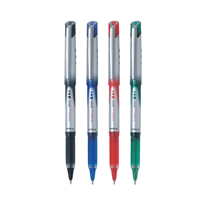 Pilot V Ball Grip Roller Ball Pen with a Fine 0.7mm Point in Various Colors: Red, Blue, Green, and Black