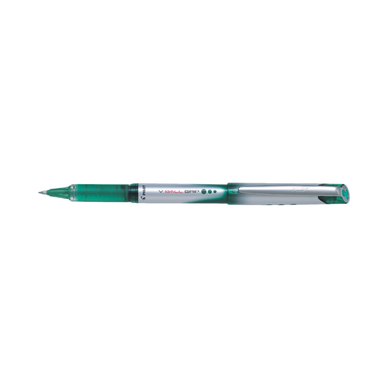 Pilot V Ball Grip Roller Ball Pen with a Fine 0.7mm Point in Green Ink