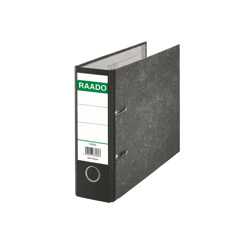 RAADO Lever Arch Box File, 2D, A5, 75mm, 3", Black, Marble with Pocket