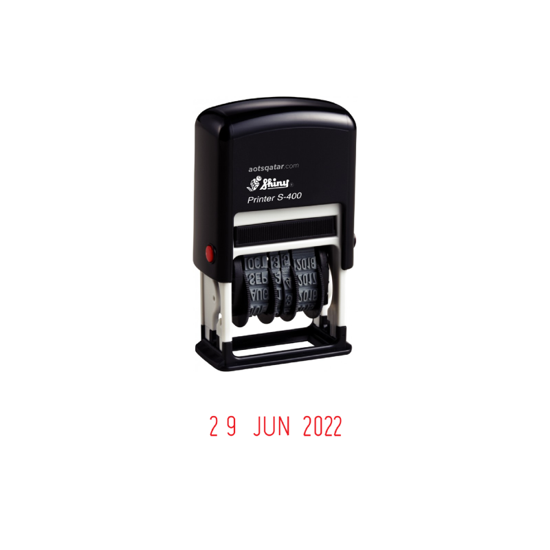 Shiny Self-Inking Date Stamp, 4mm, Line (S-400)