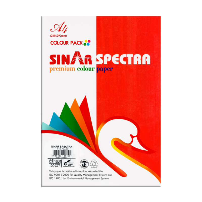 Sinar Spectra A4 Premium Color Paper, Yellow, 80gsm, 500Sheets/Ream