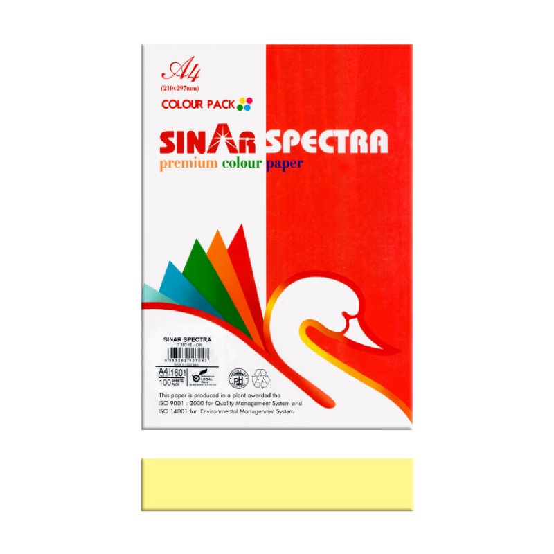 Sinar Spectra A4 Premium Color Paper, Yellow, 80gsm, 500Sheets/Ream