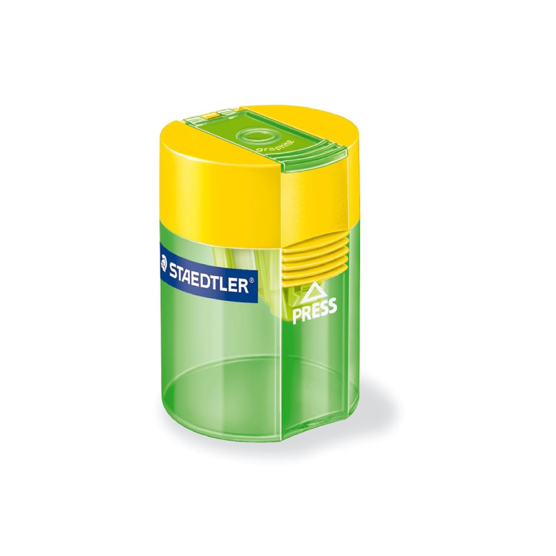 Staedtler Round Sharpener with Single Hole in Green and Yellow Color