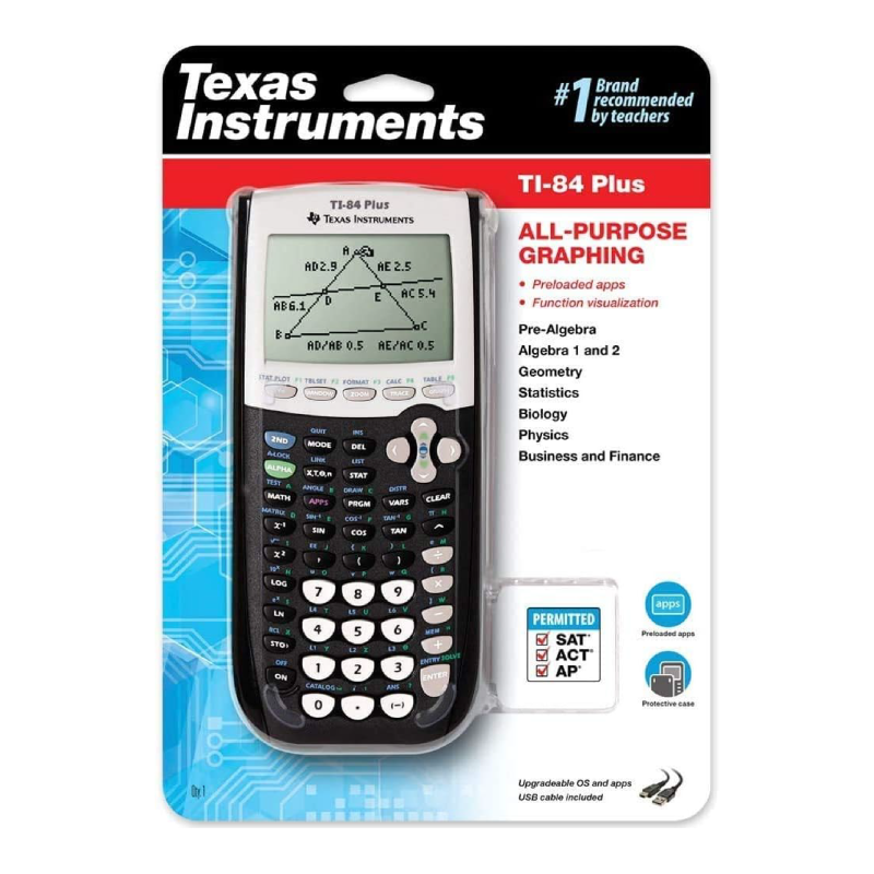 Photo of Texas Instruments Graphing Calculator TI84PLUS in Black Color, Available in Qatar.