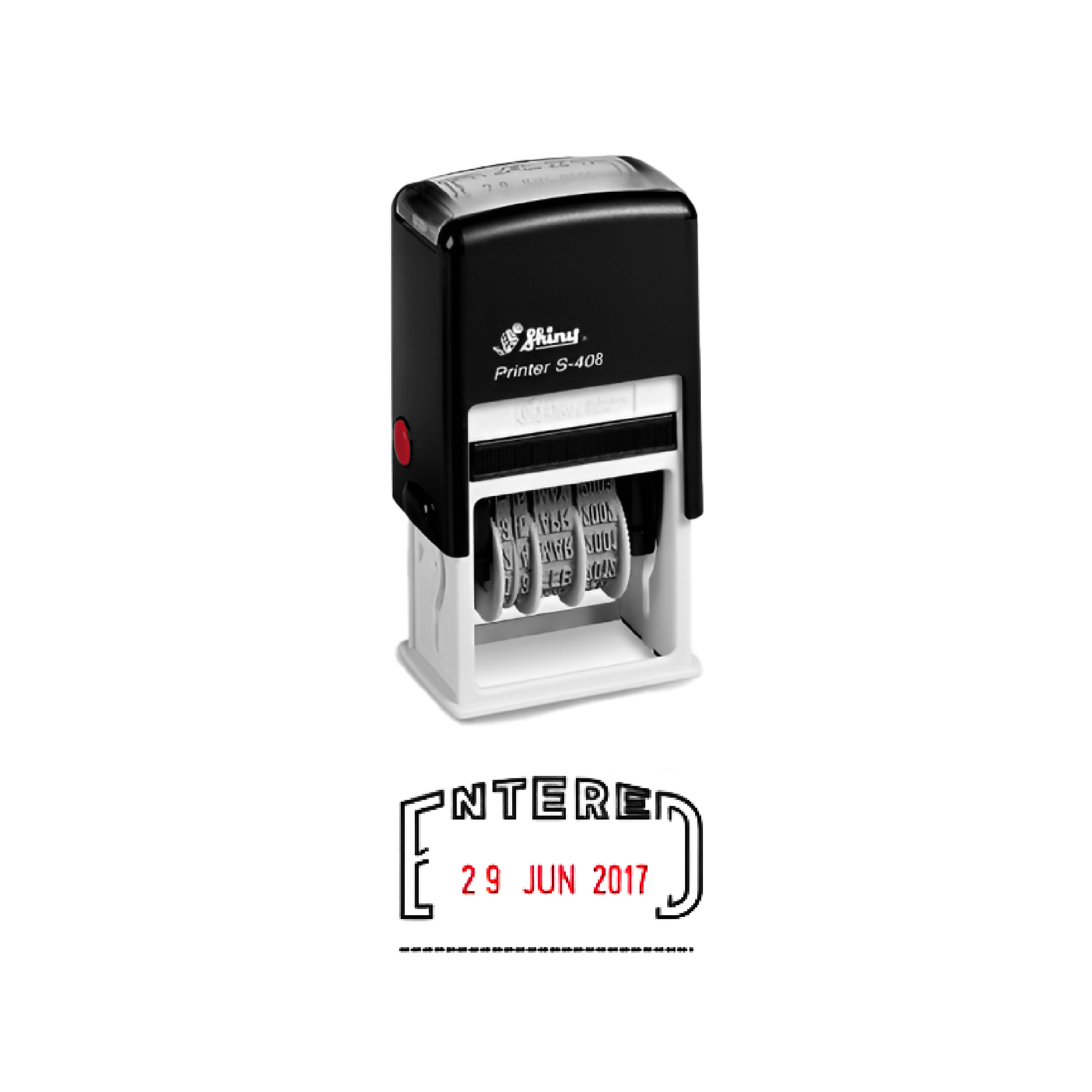 Shiny Self-Inking Date Stamp, ENTERED (S-408)