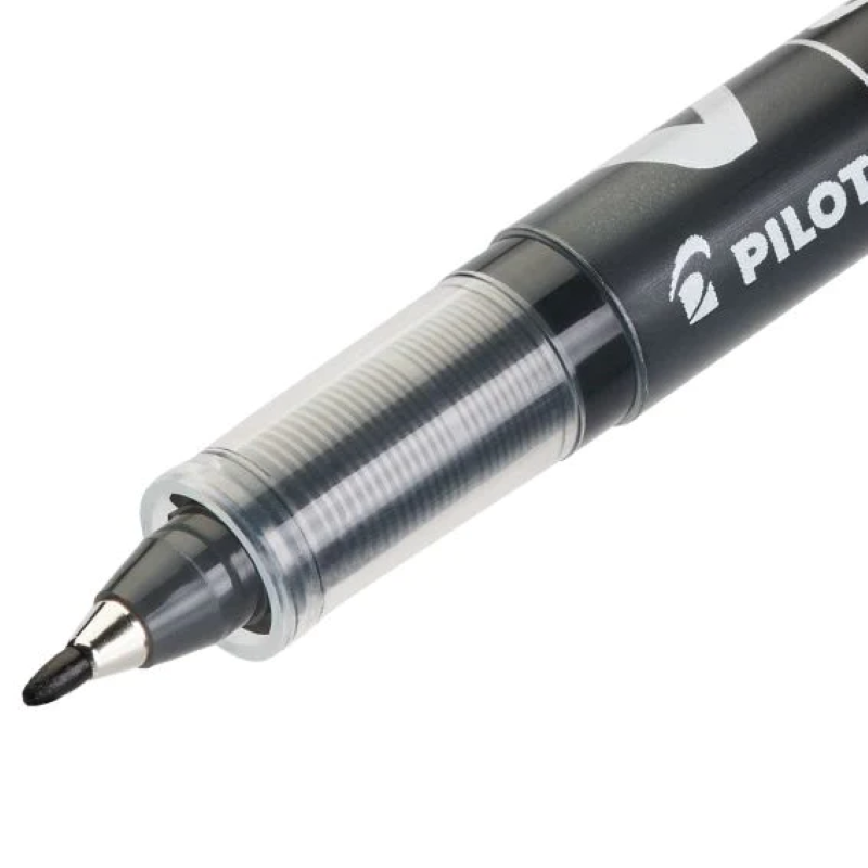 Close-up view of the Pilot V-Sign Pen's Medium 2.0mm Tip in Black Ink