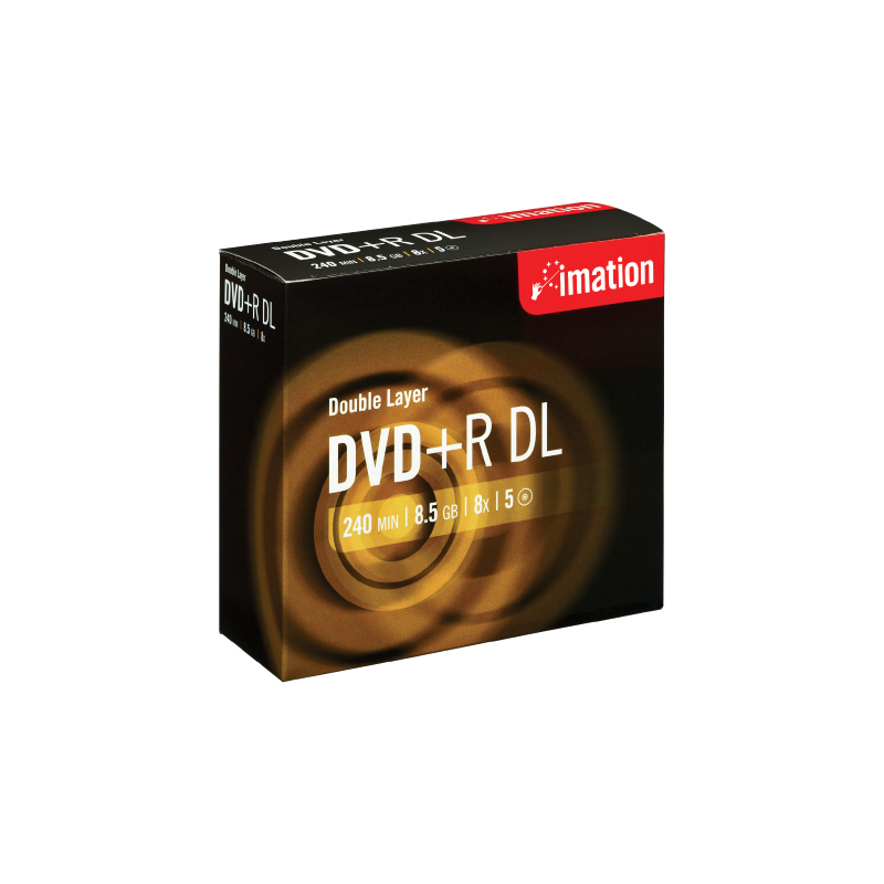 imation 16x DVD+R DL, Dual Layer, 8.5GB Capacity, 240min, 5 Pack Showbox