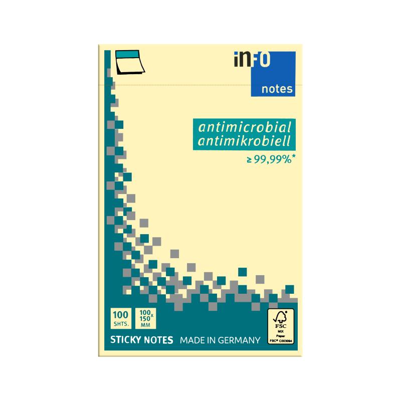 inFO Sticky Notes, 100mm x 150mm, Yellow, 100Sheets/Pad, 12Pads/Pack