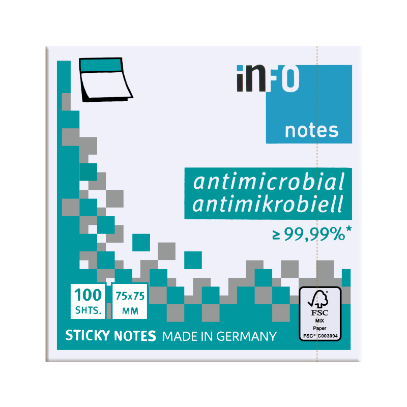 inFO Sticky Notes, 75mm x 75mm, White, 100Sheets/Pad, 12Pads/Pack (5154-08)