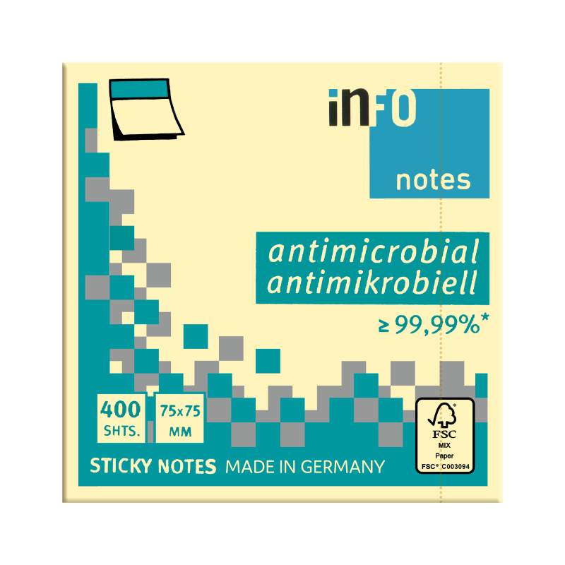 inFO Sticky Notes, 75mm x 75mm, Yellow, 400Sheets/Cube (5120-01)